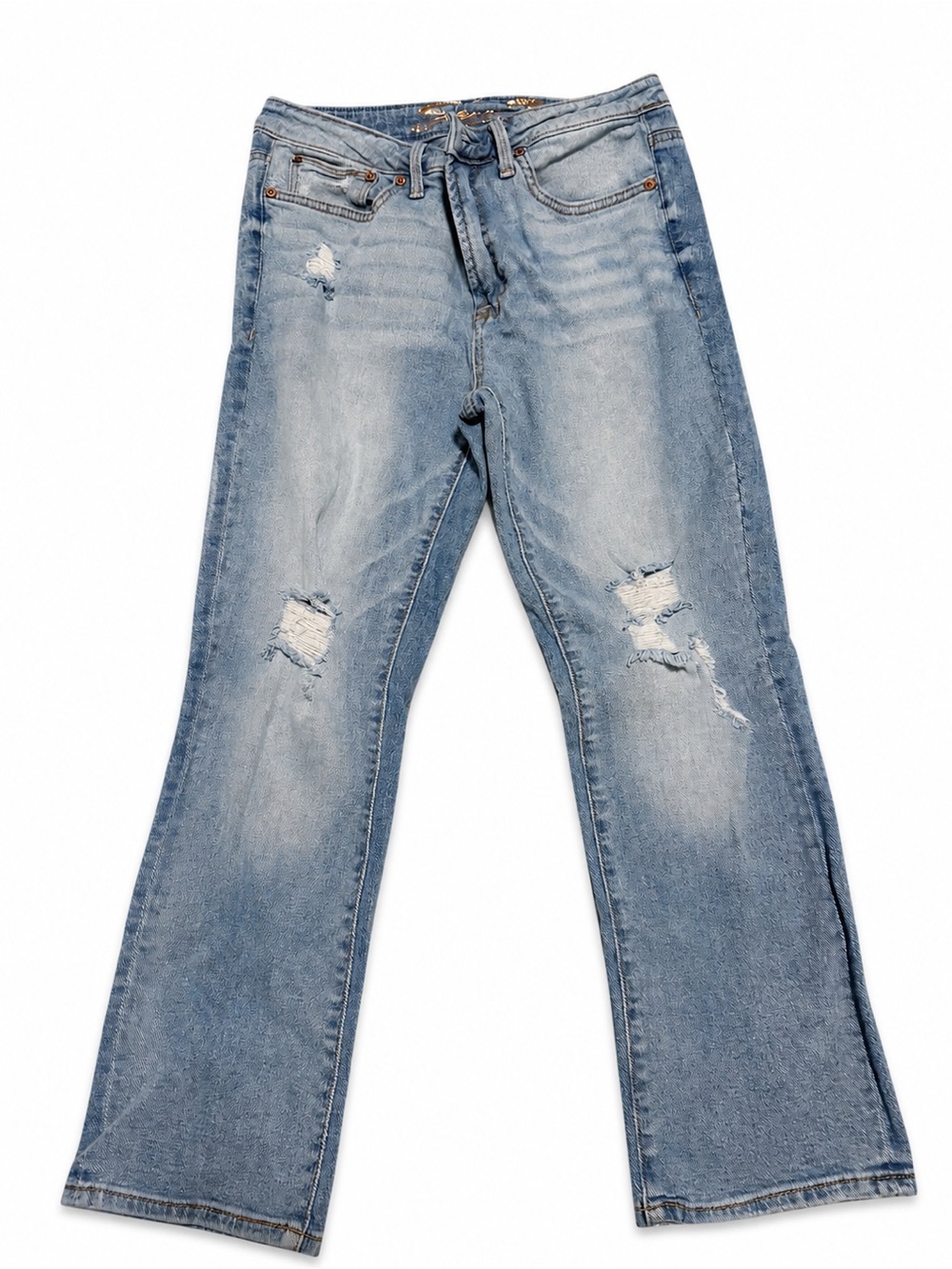 Seven7 Distressed Bootcut Jeans Women’s Size 4 Light Wash Stretch Denim